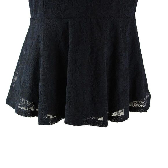 Guess Women Blouse Black Floral Lace Peplum Button Down Back Top US S EU 36 - Picture 7 of 8